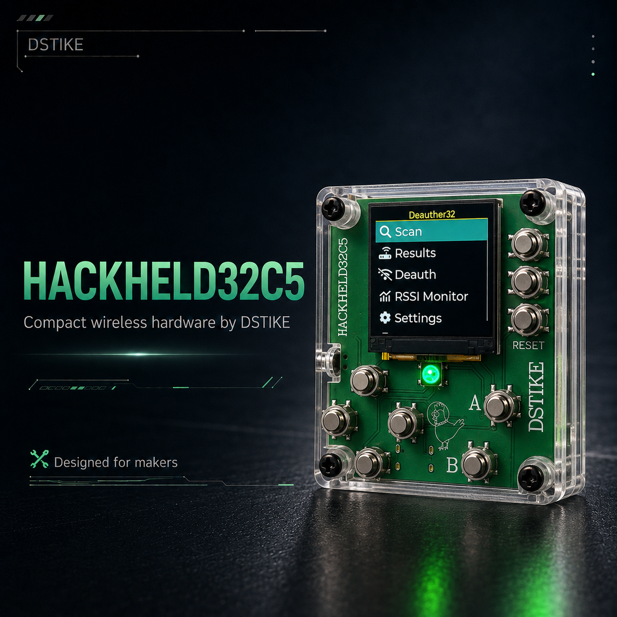 DSTIKE HackHeldC5: La Finfina ESP32-C5 Manaparata Disvolva Ilo
