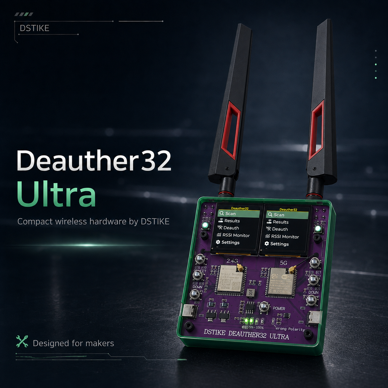 DSTIKE Deauther32 Ultra - Flagship Dual-Band Wi-Fi Security Testing Tool (2.4G + 5G)