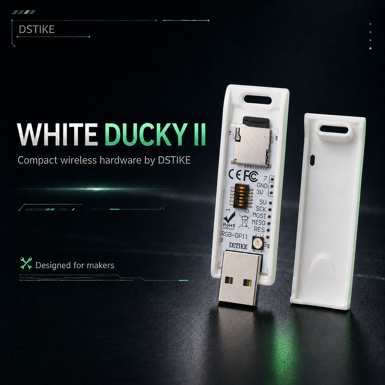 DSTIKE WHITE DUCKY II BadUSB Script Injector（Support 64 Scripts）| HID Injection & Pentest Tool