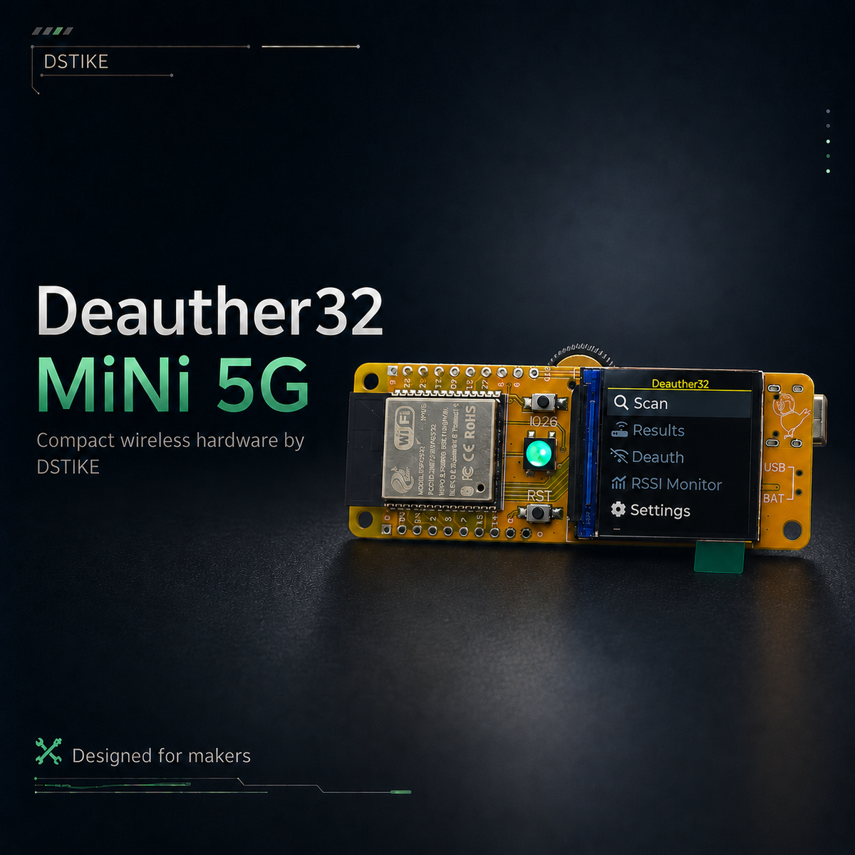 Deauther32 MiNi 5G (ESP32C5) Wi-Fi Security Testing Tool