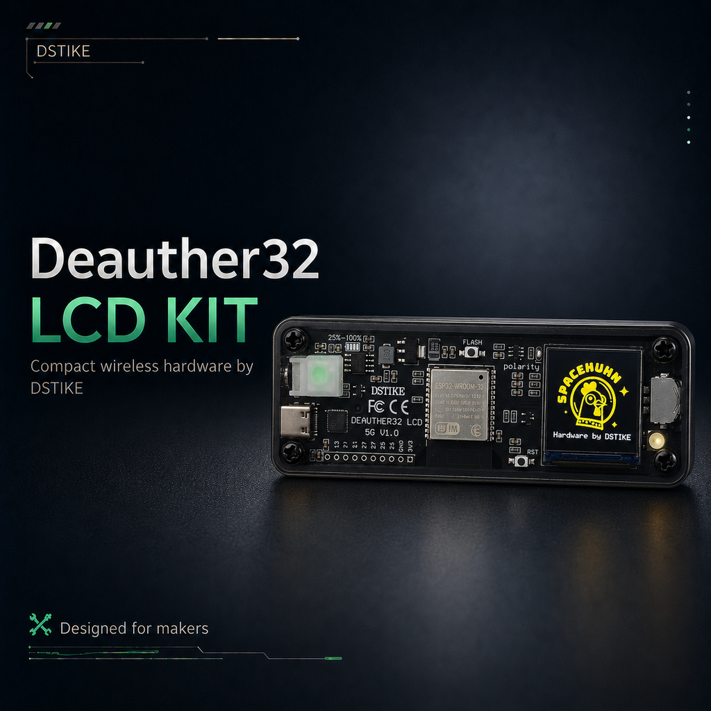 Deauther 32 LCD Kit - ESP32-C5 5GHz Wi-Fi Security Testing Tool
