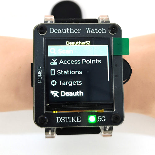 DSTIKE Deauther32 Watch Mini — Dual-Band ESP32-C5 Wi-Fi Assessment Watch (2.4 GHz + 5 GHz)
