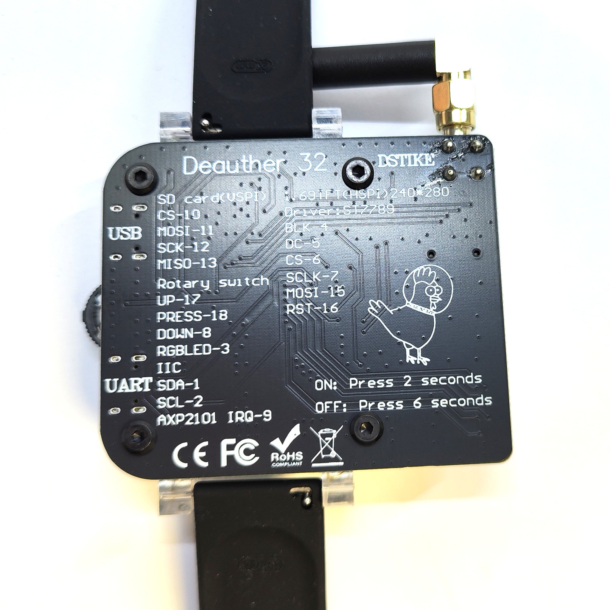 DSTIKE Deauher 32 Watch SE(ESP32S3) 2.4G Wi-Fi Attack Security Testing Geek Watch V2