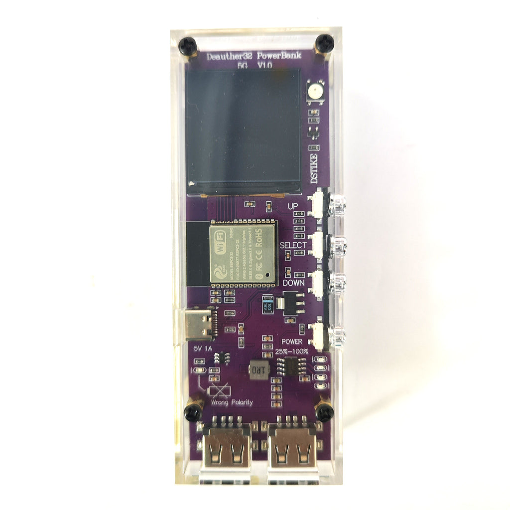 DSTIKE Deauther Power Bank 5G -ESP32-C5 Wireless Security Tool with 1.5" Display and Dual USB Output