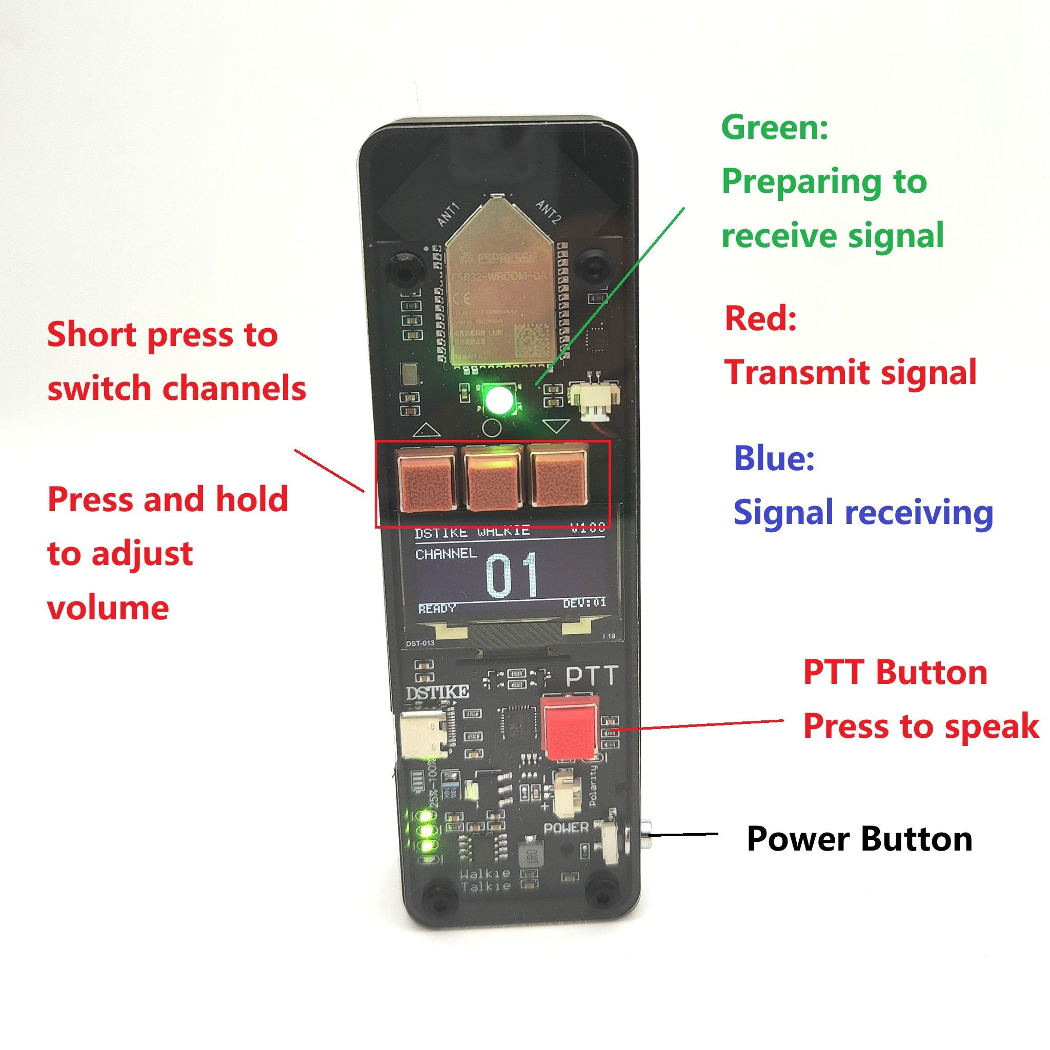 DSTIKE ESP32 Walkie Talkie - Open-Source ESP-NOW Voice Communication Device for Makers