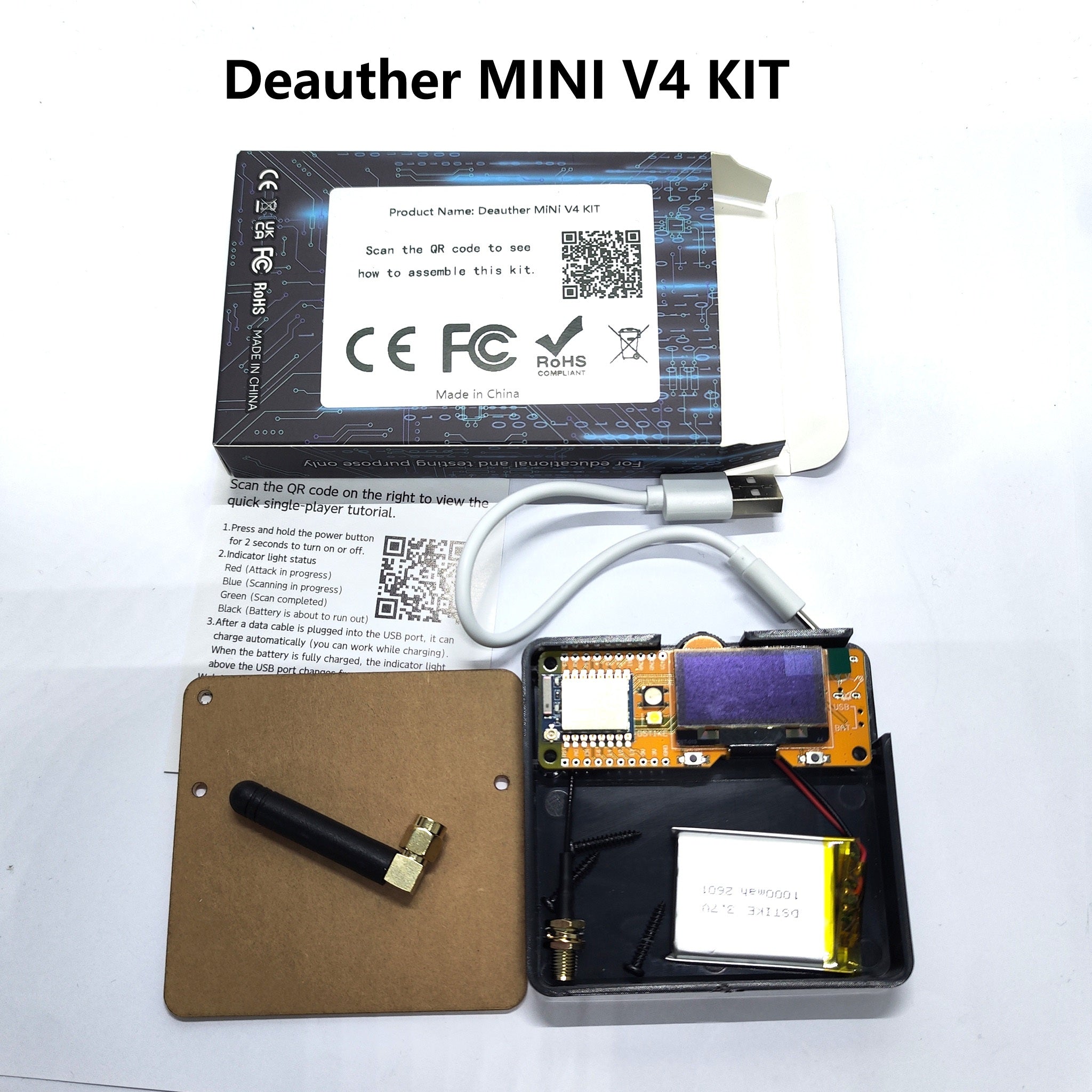 DSTIKE Deauther MiNi V4 | 2.4G Wi-Fi Attack Security Testing Geek Device