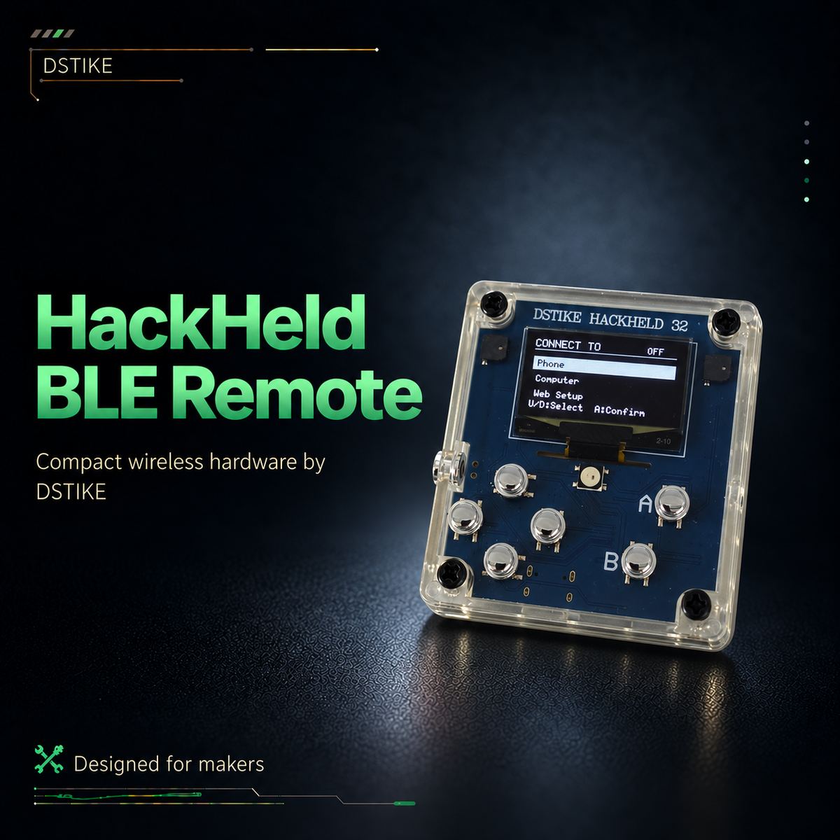 DSTIKE HackHeld BLE Remote — ESP32-S3 Controller with OLED & Web Setup