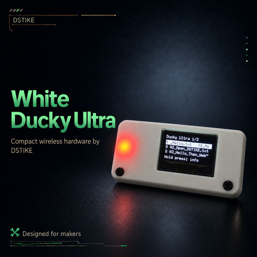 DSTIKE White Ducky Ultra – ESP32-S3 USB Automation with OLED, Wi-Fi & SD