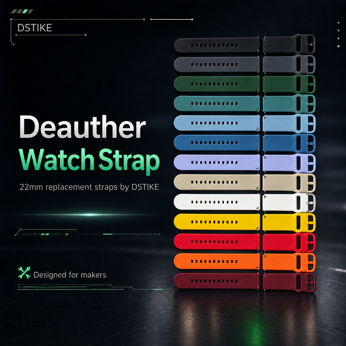 DSTIKE 22mm Replacement Watch Strap for Deauther Watch – 13 Colors