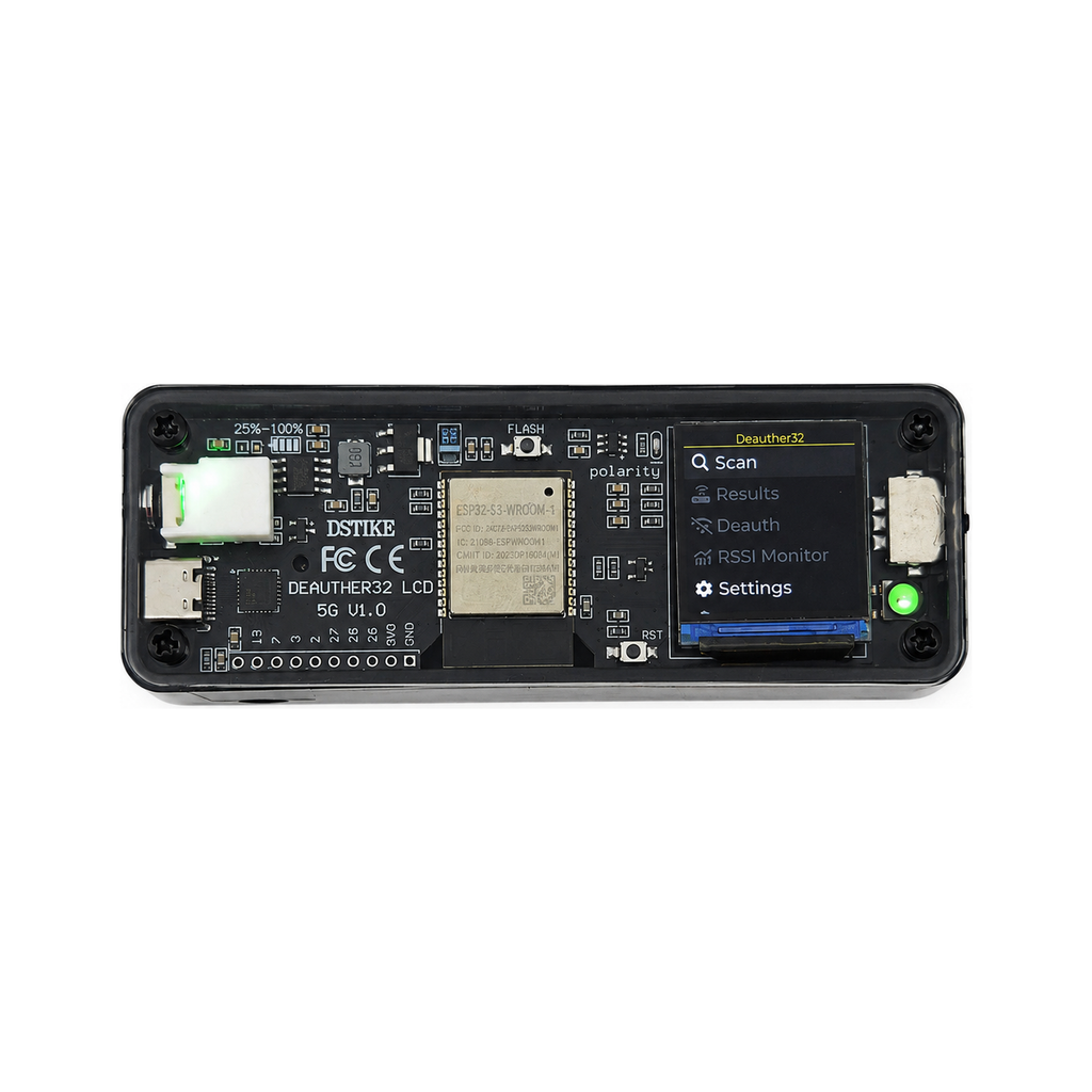 DSTIKE Deauther32 LCD Kit — ESP32-C5 Dual-Band Wi-Fi Assessment Kit